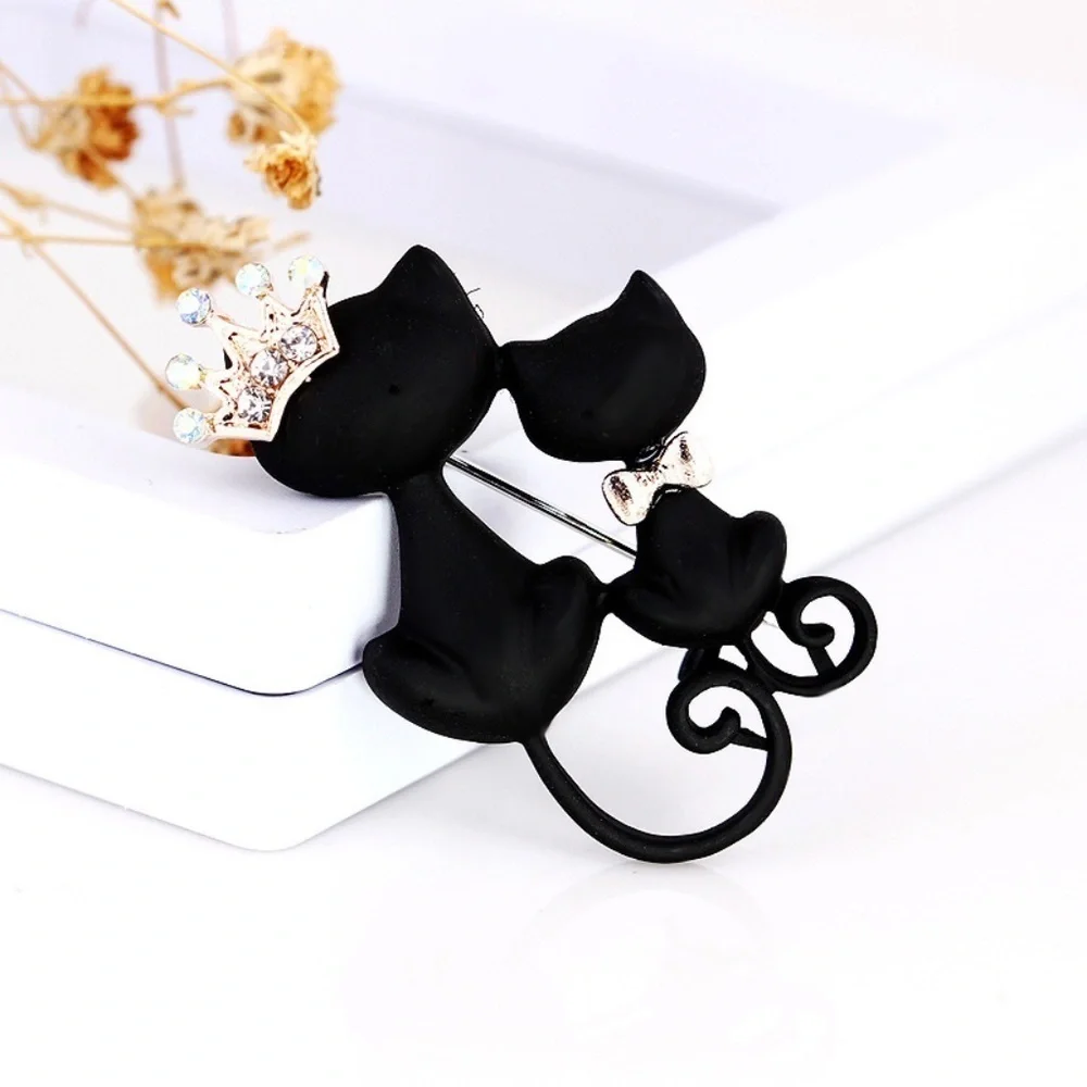 *ALYSE* Double Black Cat Fashion Brooch Pin